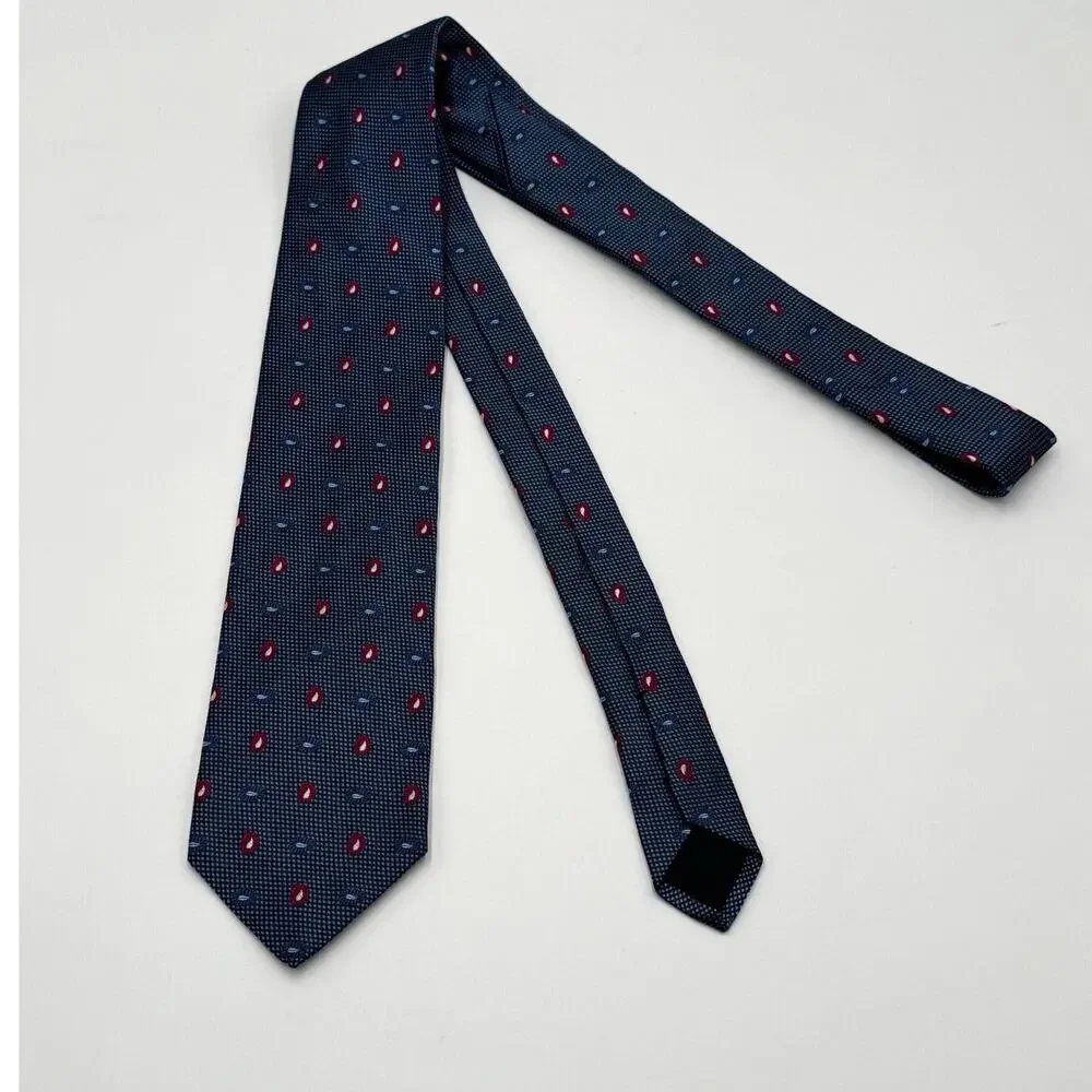 Brooks Brothers 346 Silk Tie Blue Geometric Red Dot Classic Necktie USA